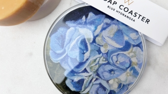 wild-terrace-soap-coaster-blue-hydrangea-overhead-packaging-with-soaps